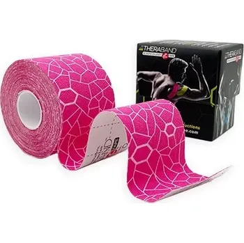 Tejpovací páska Thera Band Tape - páskové náplasti pro kineziologické tejpování (5cm x 5m) růžová a bílá