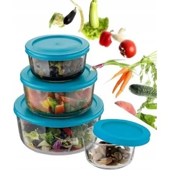 Dóza na potraviny SKLENĚNÉ NÁDOBY MISKY a víčka na jídlo do lednice, sada boxů na oběd 4 ks