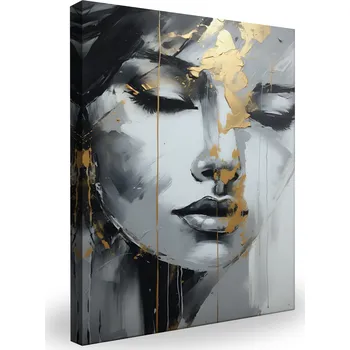 Obraz Obraz do Obývacího Pokoje Zlatý Portrét ŽENSKÁ Tvář Abstrakce 140x180