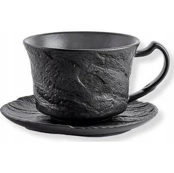 Šálek na čaj porcelánový černý 180 ml s podšálkem Wilmax