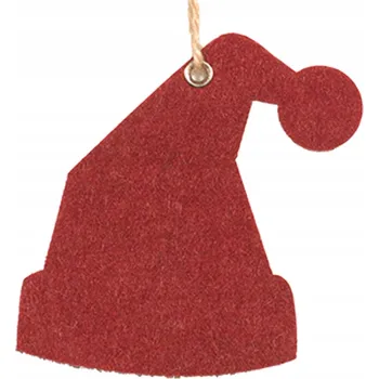Vánoční dekorace Ozdoba na vánoční stromeček "Vánoční čepice" plst 9 cm červená