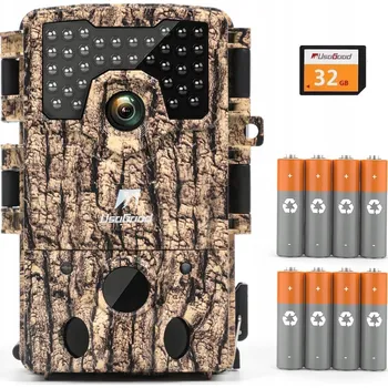 Bezpečnostní kamera Lovecká kamera 48 MP 4K s nočním viděním, SD karta 32 GB a 8 AA baterií