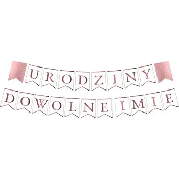 BANNER girlanda k NAROZENINÁM + libovolné JMÉNO ROSEgold
