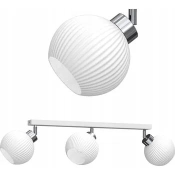 STROPNÍ SVÍTIDLO STROPNÍ SVÍTIDLO SKLENĚNÁ LAMPA S PRUHY E27 BÍLÉ STÍNIDLO 3 ZDROJE SVĚTLA ČESKÝ VÝROBEK