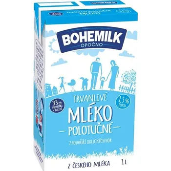 Mléko Bohemilk Trvanlivé mléko z podhůří Orlických hor polotučné 1,5 % 1 l