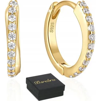 Náušnice Zlaté stříbrné náušnice RYZOST 925 Kruhy se Zirkony STŘÍBRO KRUHY Dámské