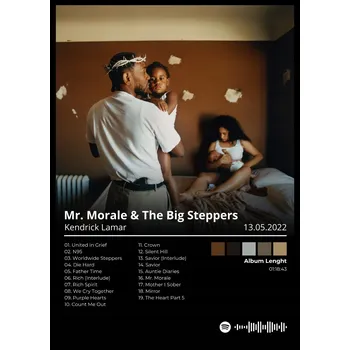 Obraz Dárek Plakát Kendricka Lamara pro přítele/přítelkyni v nástěnném rámu A3