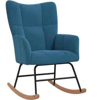 Křeslo Křeslo ušák, relaxační, houpací, nohy tmavé, látka modrá, VASCO