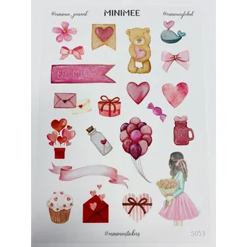 Dětské zboží MINIMEE Papírové samolepky v aršíku A5 Love