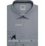 Pánská košile AMJ bavlněná, šedá vzorovaná VDBR1458, dlouhý rukáv, regular fit, vel. 53/54