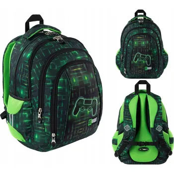 Školní batoh Školní batoh St.Right s více přihrádkami, černý, zelený, 26 l