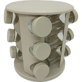 OTOČNÝ DRŽÁK NA KOŘENÍ ORGANIZÉR NA KOŘENKY BÉŽOVÝ 12 KS