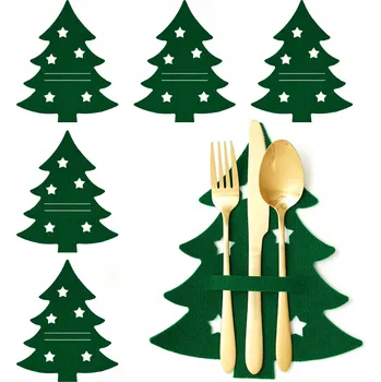 Vánoce VÁNOČNÍ OBALY NA PŘÍBORY STROMEČKY HVĚZDIČKY 6 KS