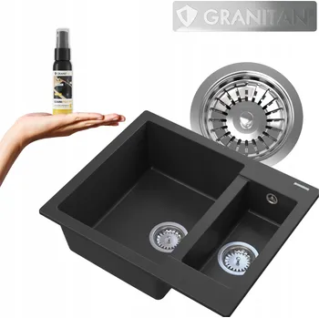 Granitový dřez Dřez jednokomorový s vaničkou Granitan granit černý