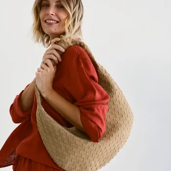 Kabelka Reserved - Pletená semišová kabelka - hořčicová - 601EV-17X - 601EV-17X-ONE