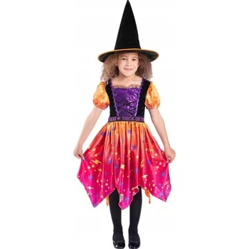 Karnevalový kostým KOSTÝM HVĚZDNÁ ČARODĚJNICE PRO DÍVKY NA HALLOWEEN KARNEVAL VELIKOST 116