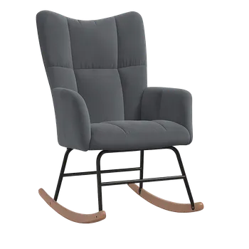 Křeslo Křeslo ušák, relaxační, houpací, nohy tmavé, látka šedá, VASCO