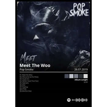 Obraz Plakát Pop Smoke - nápad na dárek pro kluka, holku, dekorace bez rámu A3