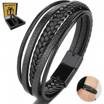 Náramek PÁNSKÝ KOŽENÝ NÁRAMEK PLETENÝ PREMIUM PRAVÁ KŮŽE