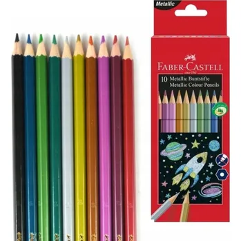Výtvárné potřeby Faber-Castell Pastelky metalické šestihranné, 10 barev
