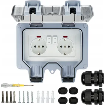 Elektrická zásuvka Venkovní zahradní dvojitá zásuvka, vodotěsná Besten