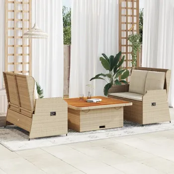 3dílná zahradní sedací souprava s poduškami béžová polyratan Béžová3262746