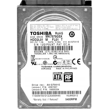 Interní pevný disk Pevný disk Toshiba MK-7575GSX MK7575GSX 750 GB SATA II 2,5"