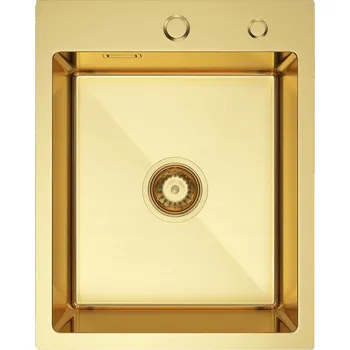 Granitový dřez Dřez 40x45 cm Zlatý, Jednokomorový, Na desku + Sifon od VELAZO.