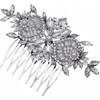 Hřeben s zirkony, hřeben, ozdoba svatba, stříbrný