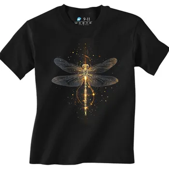 Chlapecké tričko Dětské tričko Zlatá Vážka Světla (Velikost: 7-8, Barva: Černá)