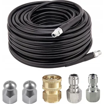 Zahradní hadice HADICE 15M PRO ČIŠTĚNÍ POTRUBÍ A KANALIZACE 2 TRYSKY 3 PŘÍSLUŠENSTVÍ RYCHLOSPOJKA 1/4"