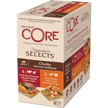 Krmivo pro kočku Konzerva Wellness Core Cat Selects Chunky Multipack 632g