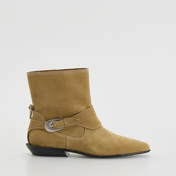 Dámská zimní obuv Reserved - Semišové kotníkové boty se sponou - béžová - 321FF-80X - 321FF-80X-42