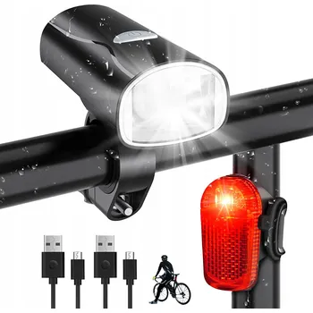 Cyklosvítilna SADA LED SVĚTEL NA KOLO PŘEDNÍ + ZADNÍ IPX4 USB