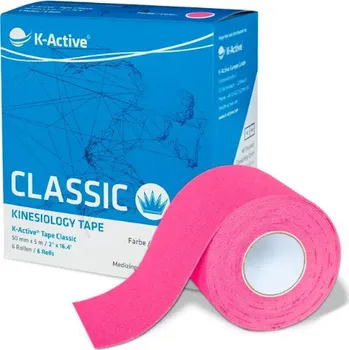 Tejpovací páska K-Active Tape - páskové náplasti pro kineziologické tejpování (5cm x 5m) růžové