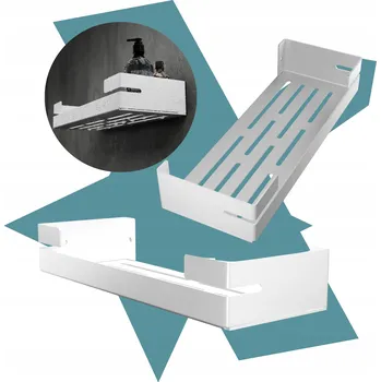 Drátěná police KOUPELNOVÁ POLICE BÍLÁ 40CM HLINÍKOVÁ PRO MONTÁŽ NA STĚNU DO SPRCHY