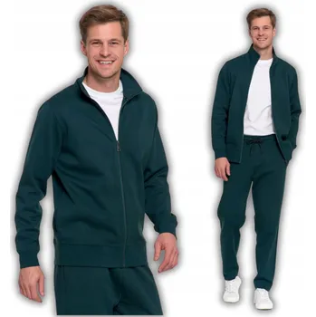 Pánská mikina PÁNSKÁ MIKINA ROZEPÍNACÍ S STOJÁČKEM SE STOJÁČKEM BAVLNĚNÁ ZELENÁ MORAJ POHODLNÁ M