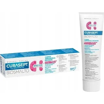 Dentální hygiena Curasept BIOSMALTO Baby-Kid dětská zubní pasta bez fluoridu do 6 let Jahoda, 50 ml