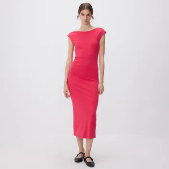 Dámské šaty Reserved - Midi šaty s příměsí modalu - fuchsiová - 8168B-43X - 8168B-43X-S