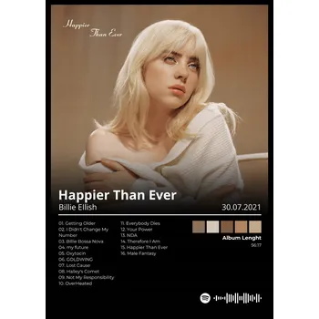 Obraz Dárek Plakát Billie Eilish pro přítele a přítelkyni, nástěnná dekorace, rámeček