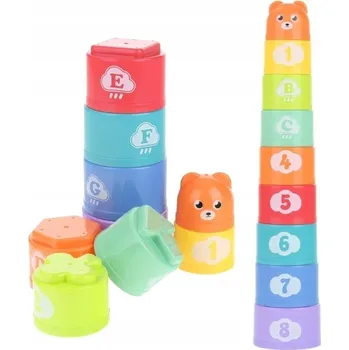 Hračka pro nejmenší BAREVNÉ KELÍMKY SKLÁDAČKA PYRAMIDA VĚŽE KELÍMKY PYRAMIDA
