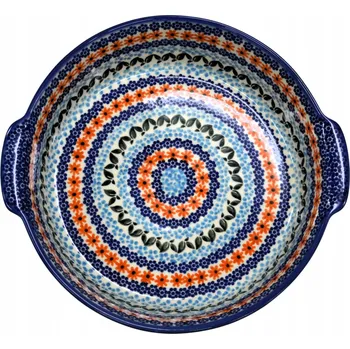 Keramická mísa kulatý s uchy, keramika Bolesławiec