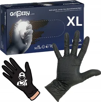 Vyšetřovací rukavice Rukavice na jedno použití Zarys nitrilové bez pudru černé XL 50 ks