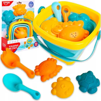 Hračka na písek Hračky do písku SKLÁDACÍ SILIKONOVÝ KYBLÍK lopatka hrábě formičky