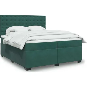 Ložnice vidaXL Box spring postel s matrací 200x200 cm samet [3293318] Barva: Tmavě zelená