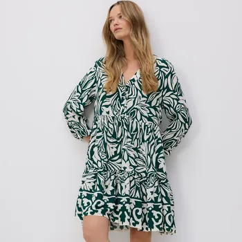 Dámské šaty Reserved - Vzorované minišaty - tmavě zelená - 086GP-79X - 086GP-79X-XS