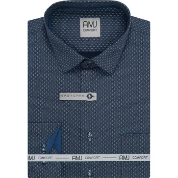Pánská košile Pánská košile AMJ bavlněná, modrá puntíkovaná VDSBR1422, dlouhý rukáv, slim fit, vel. 45