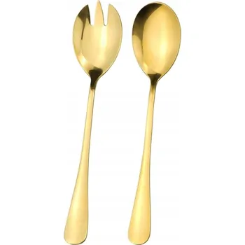 Příbor Zlatý salátový příbor, sada 2 ks, zlaté servírovací lžíce na salát