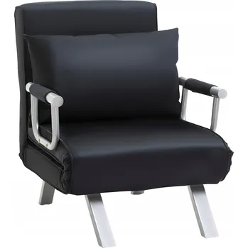 Křeslo Rozkládací křeslo HOMCOM černé látkové 2v1 s nastavitelným opěradlem