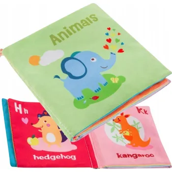Hračka pro nejmenší BOCIOLAND Měkká šustící a pískací knížka s kousátkem ANIMALS (Zvířátka)
